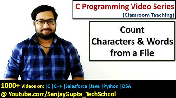 Count characters and words from file in C language | C programming video tutorials series