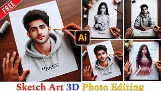 Sketch Art 3D Image Editing Tutorial || Boy & Girl Sketch Photo Editing tutorial #bing #ai screenshot 4