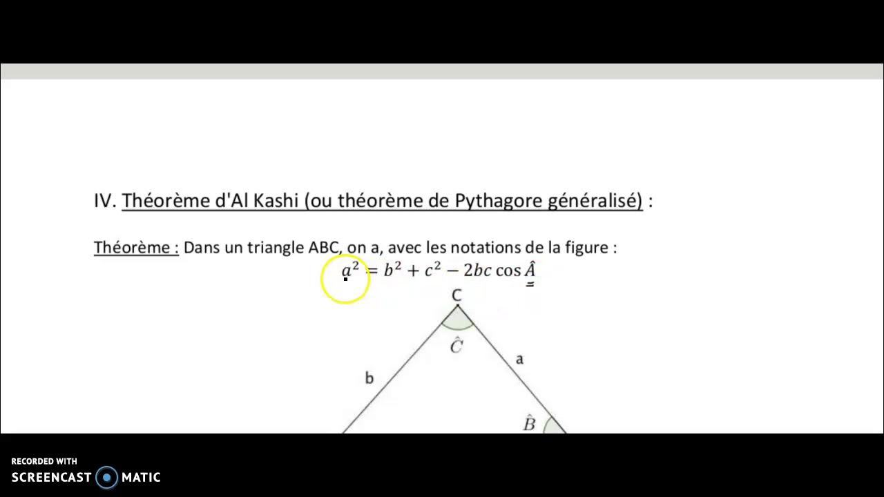 1ère Techno : Cours : Théorème d'Al Kashi - YouTube