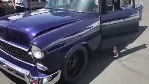 55 Chevy lsx454 with  black widow neighbor hater Muffler