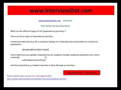 InterviewDot com Job Portal Spring Interview What are types of IOC