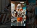 A skinny skeleton transforms into muscle skeleton #high quality ai video # motivational