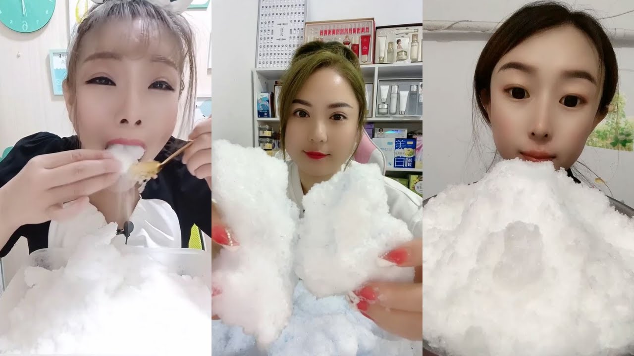 【ASMR】WHITE ICE EATING ONLY ❄️SQUEAKY & CRUNCHY SOUND SATISFYING MUKBANG P182