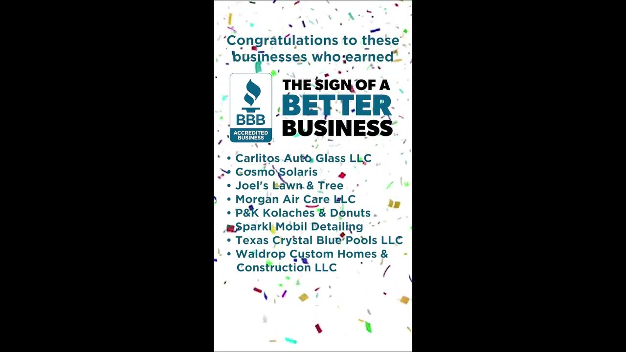 BBB Central East Texas for the opportunity and recognizing our services | Cosmo Solaris