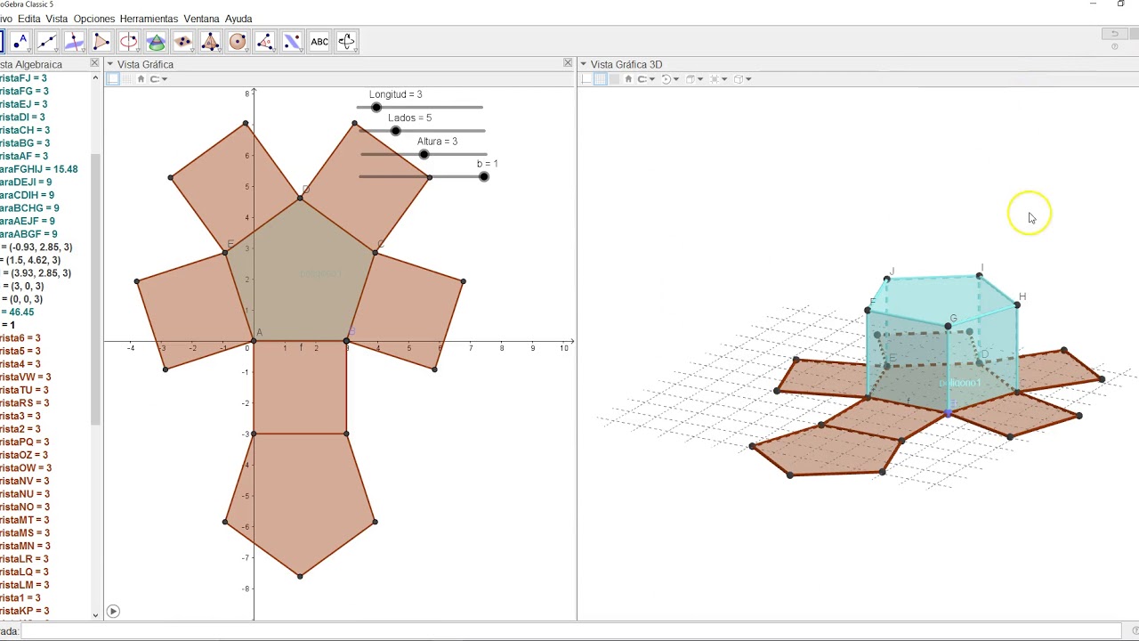 Construcción de un prisma con geogebra