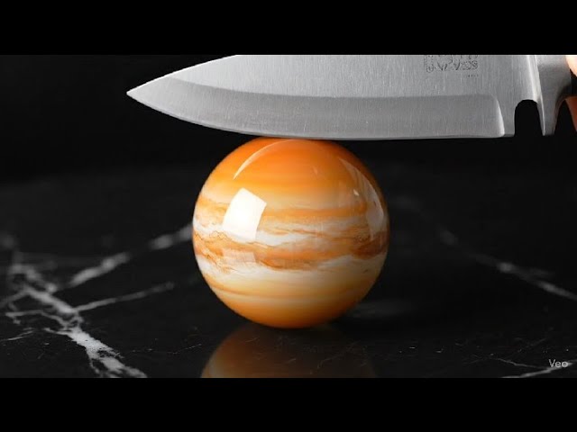 ⁣Satisfying AI ASMR – Cutting Glass Planets – AI Glass Planets Cutting |
