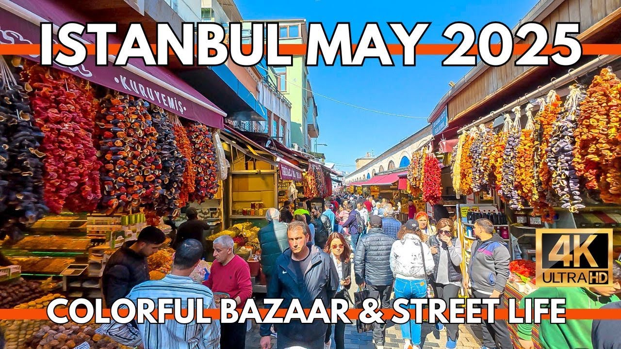 Исследуйте красочный базар Эминеню и Галатский мост в Стамбуле | Уличная жизнь, магазины и виды Б...
