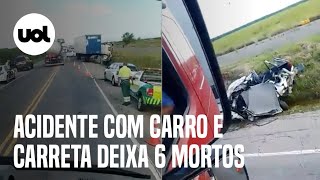 Acidente com carro e carreta deixa 6 mortos no RJ; 4 eram crianças