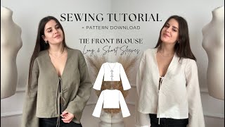 DIY Front Tie Blouse Tutorial | Easy Sewing Tutorial for Beginners + PDF Pattern | Summer Top