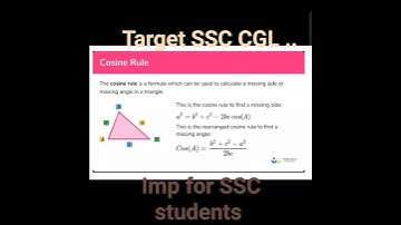 Cosine rule for calculate a missing side or angle of a triangle || SSC CGL || SSC CHSL || SSC GD ||