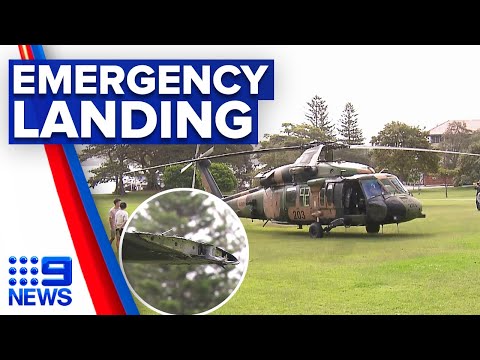 Emergency landing as defence force helicopter clips cruise ship | 9 News Australia