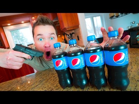 EXPERIMENT GUN vs PEPSI !!! (HUGE EXPLOSION)