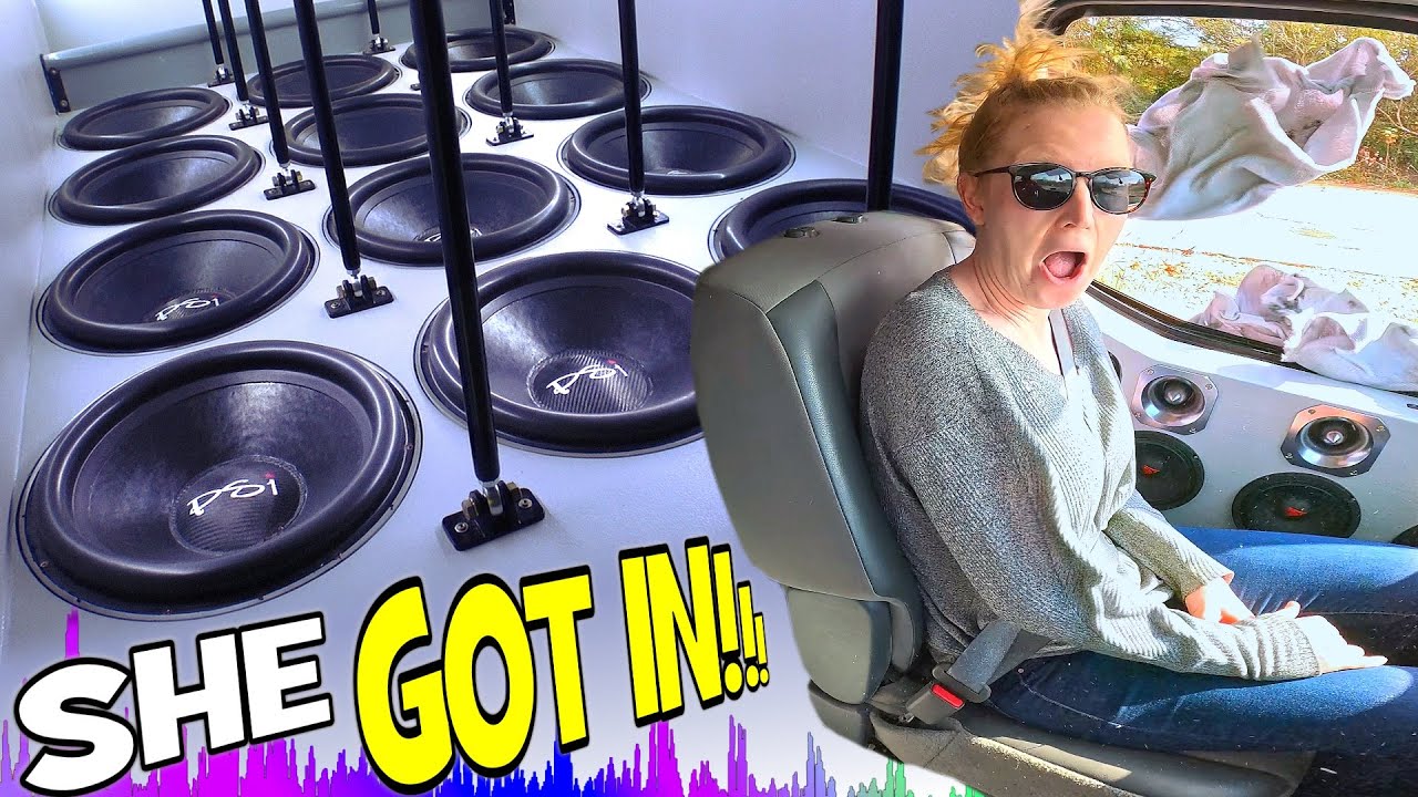 My Wife Hears THE BASS VAN!! 12 18" Subwoofers + HUGE Bandpass Box & How To Install Car Audio Lights
