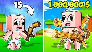 ¡Minecraft PERO tengo ARMAS de MILLONARIO! 😂🔫🤯 MINECRAFT PERO BEBE NOOB