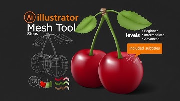 Cherry tutorial in Adobe Illustrator for Beginners using gradient mesh Tool | included subtitles