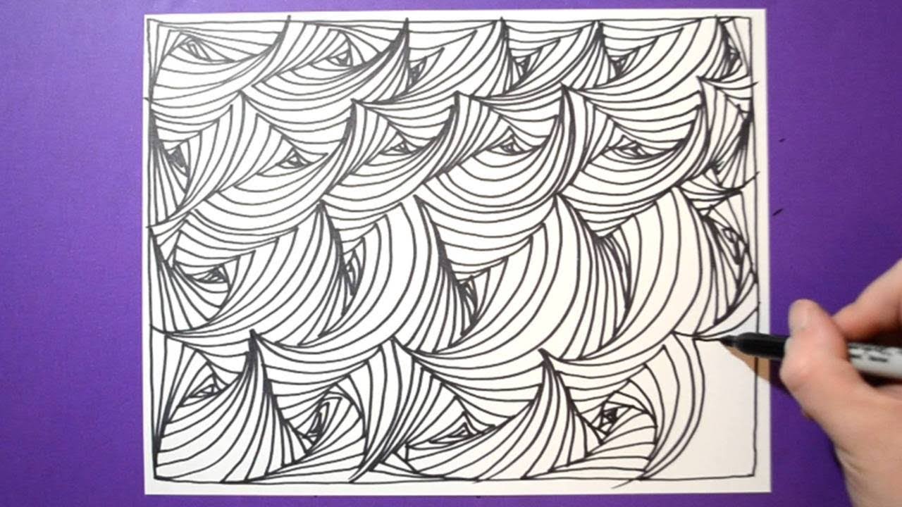 Abstract Drawing - Line Illusion Pattern / Satisfying Doodle Sketch #35 ...