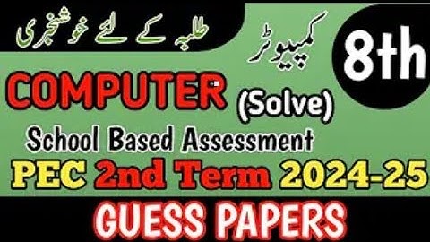 Class 8th Computer 2nd Term  Paper School Based Assessment 2024 | SBA Second Term papers 8 Class