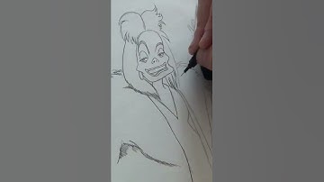 Cruella - 101 Dalmatians   #waltdisneyworld #drawing #shorts #dogs #blackandwhite