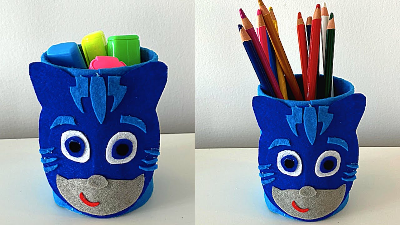How to make a Pen Pencil Holder from Waste Material DIY Felt Desk