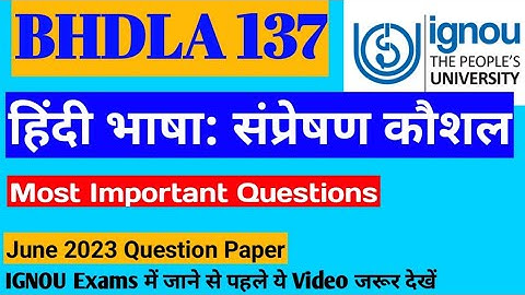 BHDLA 137 Important Questions | Question Paper June 2023 | Previous Year Question Paper | IGNOU 2023