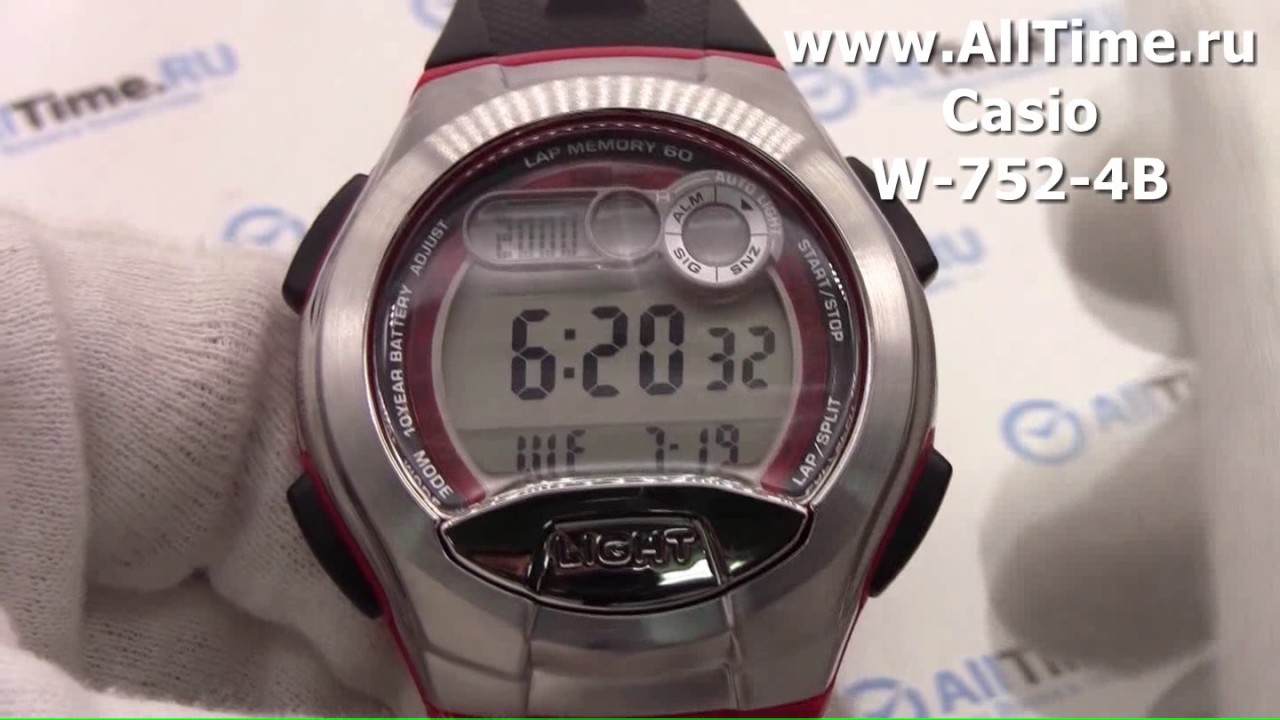 Обзор. Мужские Наручные Часы Casio W-752-4B С Хронографом - YouTube