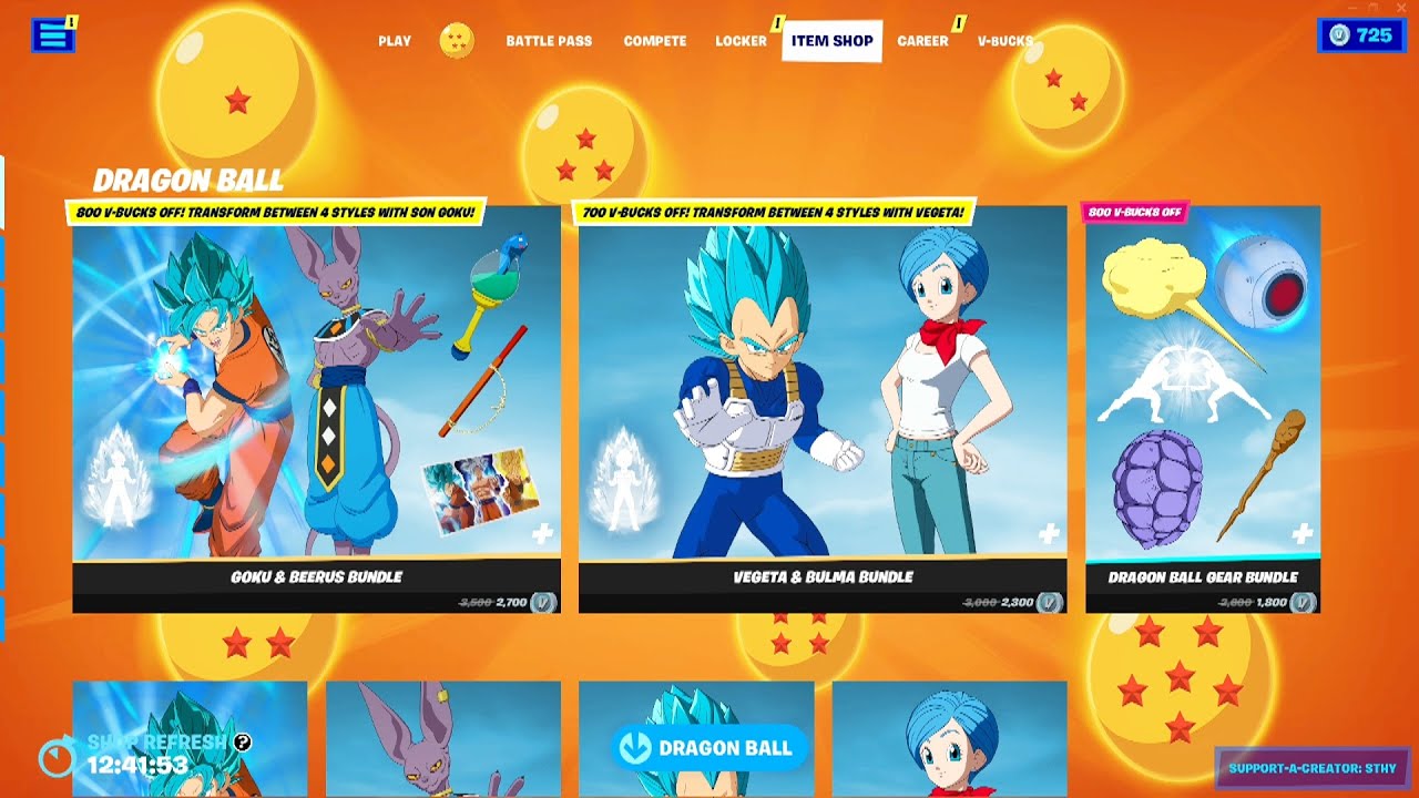 All Fortnite x Dragon Ball Item Shop Full Showcase.! (Dragon Ball Skins