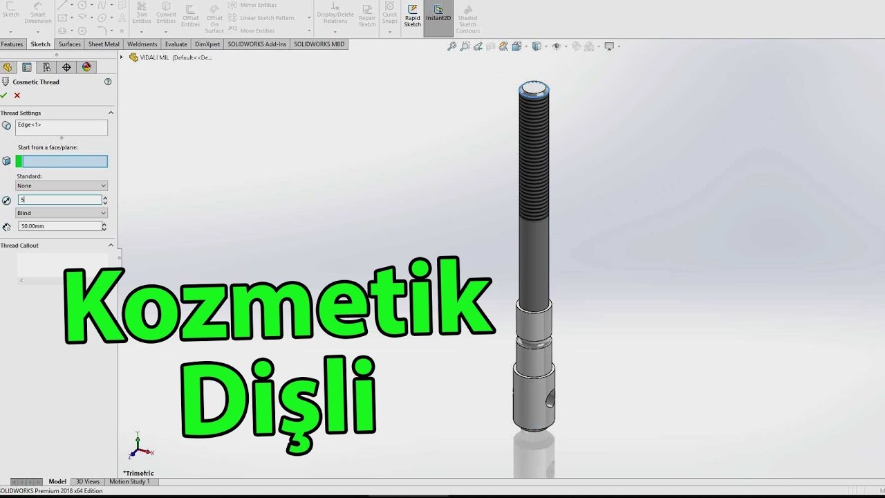 SolidWorks | Vida, Somun, Perçin Hakkında Temel Bilgi