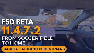 Tesla FSD Beta 11.4.7.2 - From Soccer Field to Home - Careful Around Pedestrians by Fabian Luque 110 views 7 months ago 9 minutes, 36 seconds