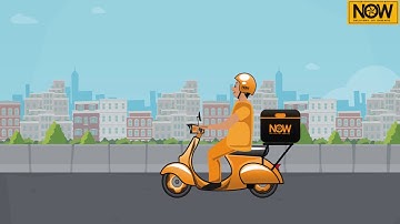 2D character animation explainer video for a food delivery service.