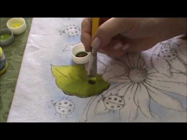 Pintura em Tecido para Iniciantes Flores e Folhas Parte I.wmv - YouTube