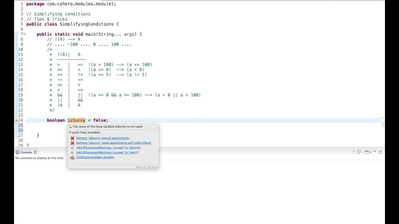 Java Tutorial: Simplifying Conditions - YouTube