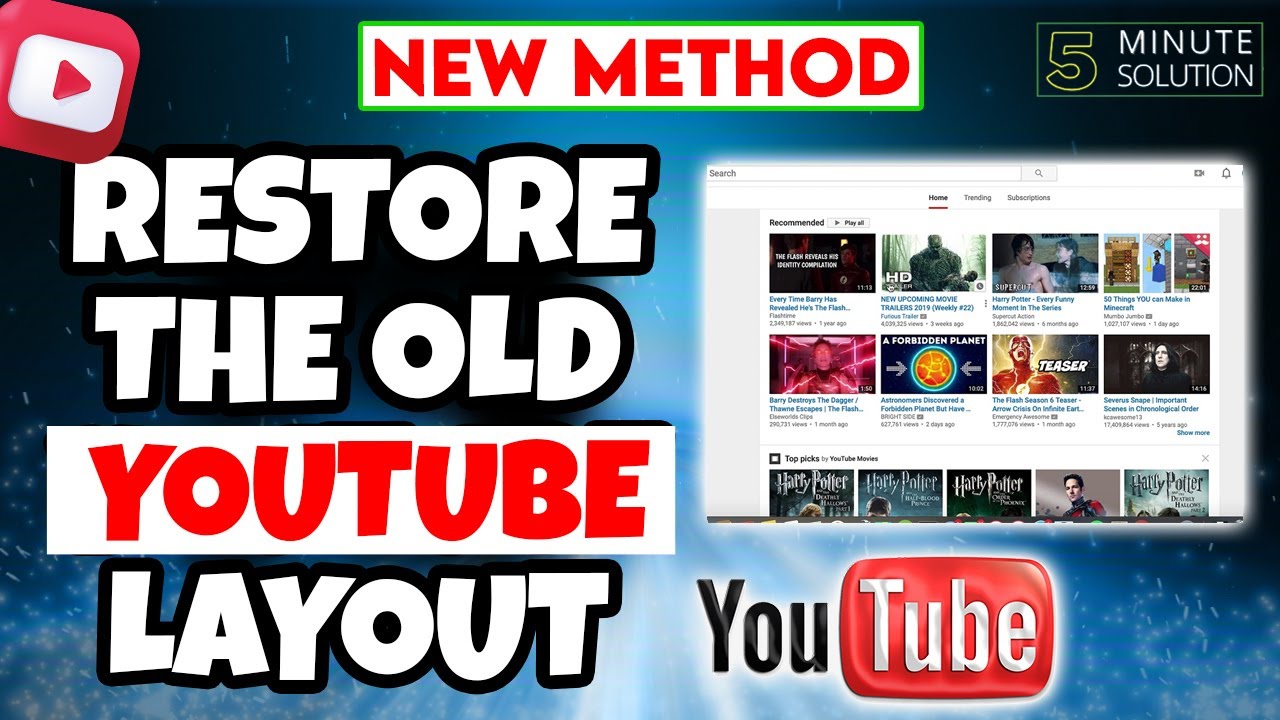 How to restore the old Youtube layout 2024 YouTube
