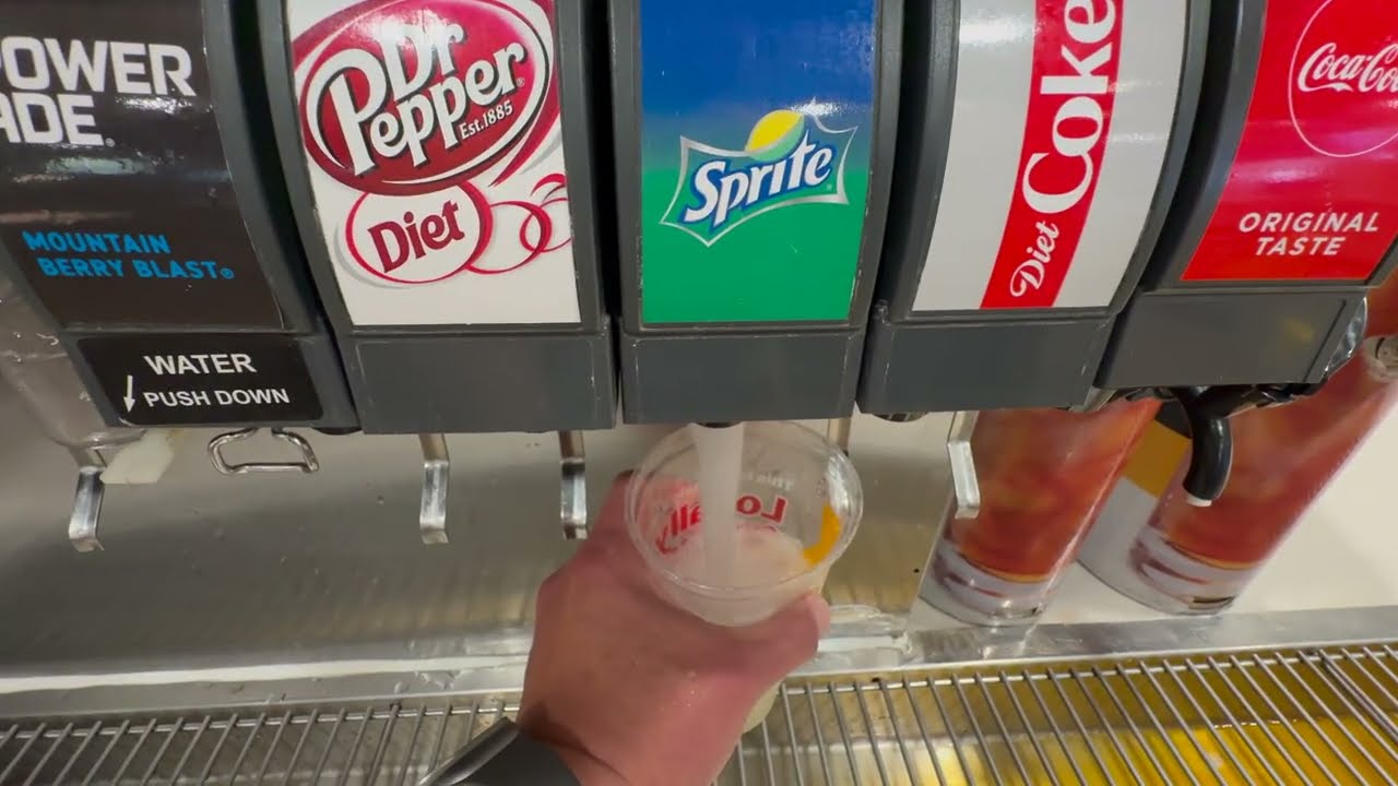 Mega Soda Refills POV ASMR Getting Drinks at Soda Fountain Machine Coke Pepsi Dr Pepper Mountain Dew