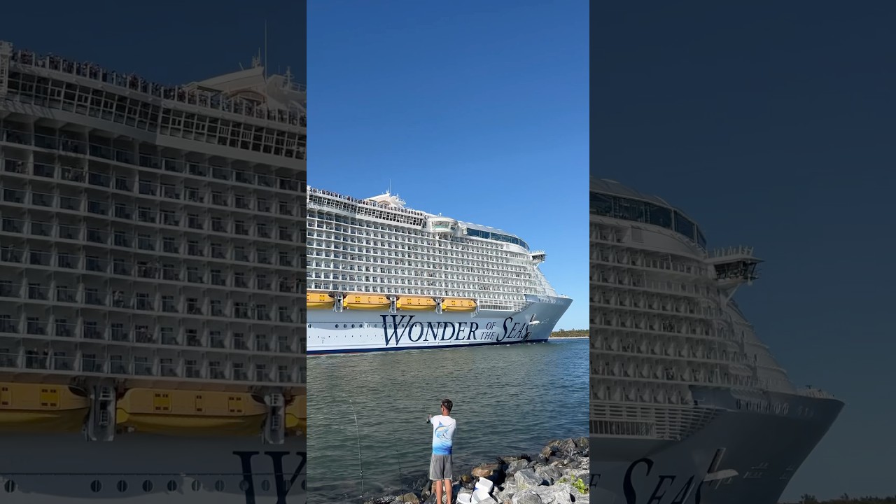 Wonder of the Seas sailing away from Port Canaveral! #shorts #wonderoftheseas #royalcaribbean