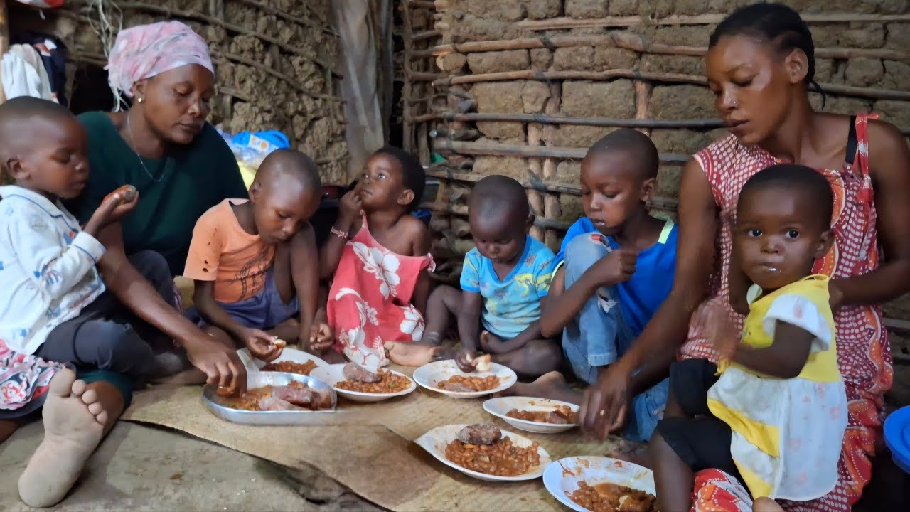 African Village Life#Cooking Delicious Village Food Coconut Bread with Beans for Dinner.