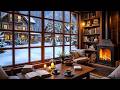Smooth Jazz on a Winter Night ❄️ Cozy Café & Fireplace Sounds NO ADS