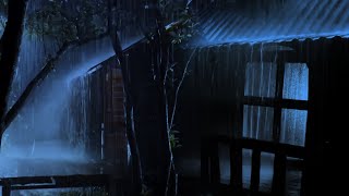 【大雨と雷の音・立体音響】トタン屋根の大雨と雷ですぐに眠りにつく/3分で不眠症を克服してさようなら- トタン・屋根のある場所で聞くきれいな雨の音！