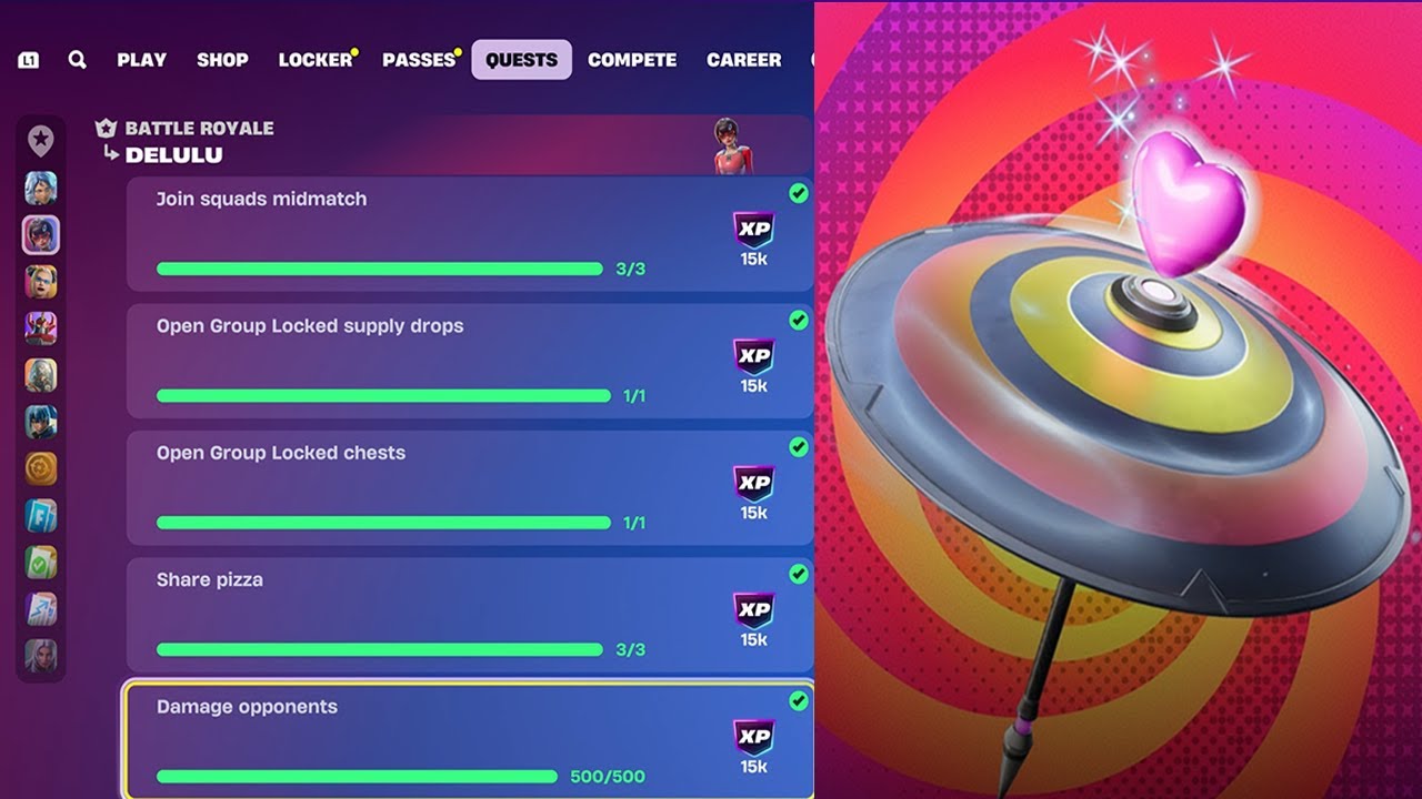 Как пройти все испытания «Задания Делулу» в Fortnite! (Бесплатные награды за испытания и задания)