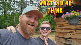 WAS HE SHOCKED |tiny house homesteading offgrid, cabin build, DIY HOW TO sawmill tractor tiny cabin
