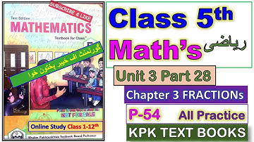 Class 5th Maths Book Unit 3 Part 28 KPK TEXT BOOKS  Peshawar//Bannu/ Hazara/Malakand/Swabi/Charsadda