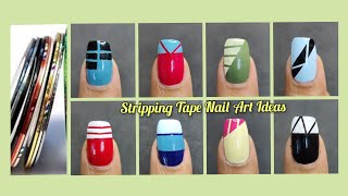 Nail Art designs with Stripping Tapes! Top 8 Easy Nail Inspirations #easynailart #nailarttutorial