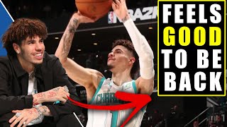 LAMELO - BEST ON HIS TEAM THE 1ST GAME BACK (23 PTS , 11 AST & HIGHEST +/- )