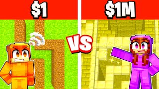 $1 vs $1,000,000 GIANT MAZE Build Challenge in Minecraft!