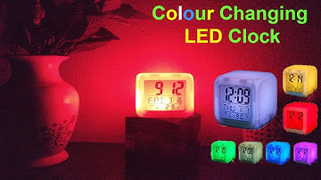 7 Colour Changing LED Digital Alarm Clock with Date, Time, Temperature for Office, Home, Bedroom