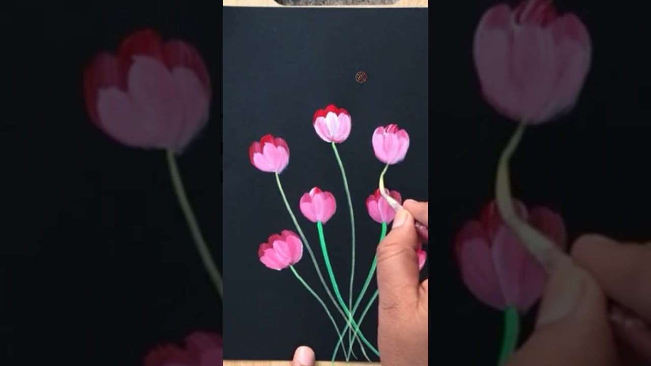 Beautiful pink tulips paint 