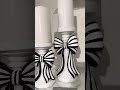 Raz 10" Black and White Stripe Bow Christmas Pillar Candle Holders 4612141