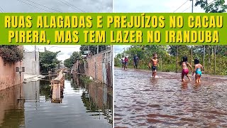 A Cheia recorde que no Cacau Pirera gera muitos prejuízos mas em Iranduba virou lazer da população