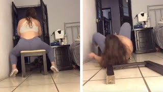 Chair Breaks While Woman Dances In Hilarious Fail