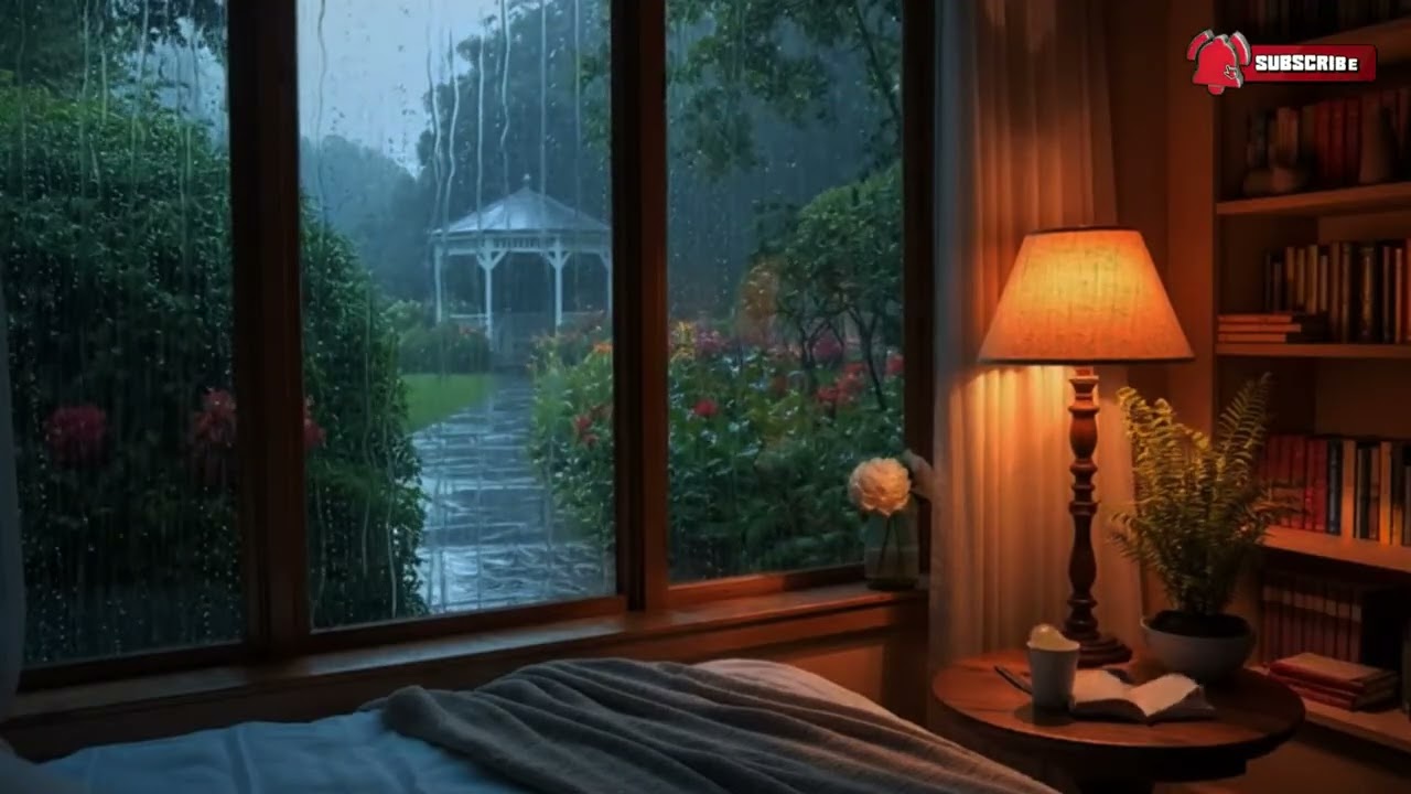 Cozy attic rain & thunderstorm ASMR ⛈️ Sleep instantly in a heavy downpour