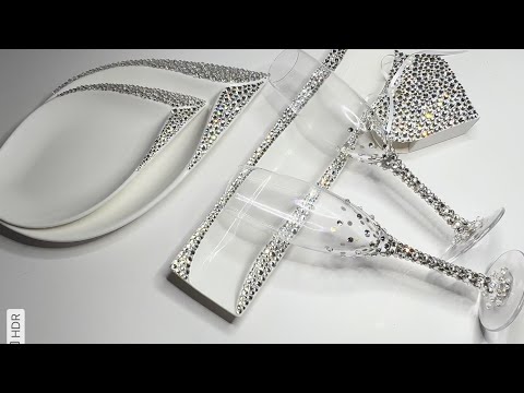 Декор бокалов.  Подробный урок.  Wedding accessories.